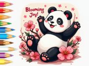Peli Värityskirja: Little Panda Cherry Blossoms  verkossa