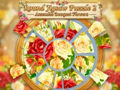 Peli Round jigsaw Puzzle 2 - Assemble Bouquet flowers verkossa