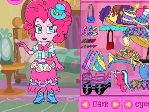 Peli Pikku poni Equestria Girls Pinkie Pie pukeutuu verkossa