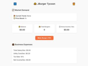 Peli Jburger-tycoon verkossa