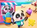 Peli Jigsaw Puzzle: Baby Panda Ice Cream Car verkossa