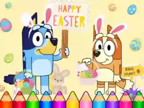 Peli Coloring Book: Bluey Happy Easter verkossa