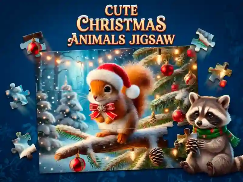 Peli Cute Christmas Animals Jigsaw verkossa