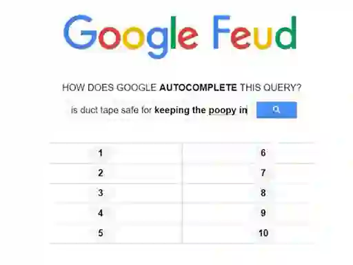 Peli Google Feud verkossa