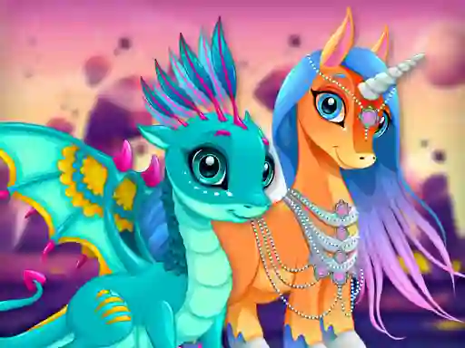 Peli Cute Unicorns And Dragons Puzzle verkossa