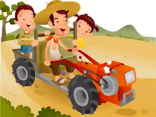 Peli Cartoon Tractor Puzzle verkossa