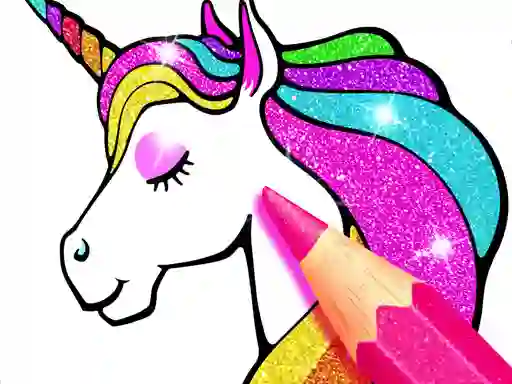 Peli Unicorn Coloring Book Glitter verkossa