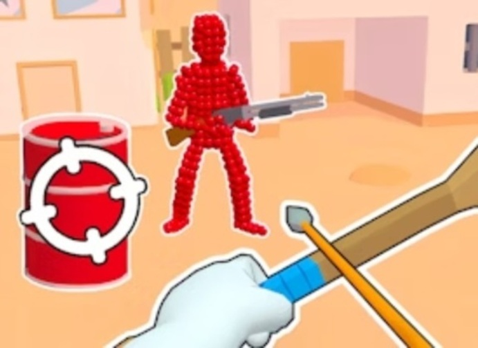 Peli Stickman Archer, joka ampuu nuolia punaisella  verkossa